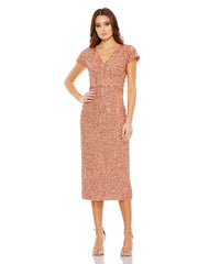 Short Midi Cocktail Sequin Dress By Mac Duggal 10766