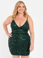 Primavera Couture 14035 Short Plus Size Fitted Prom Dress