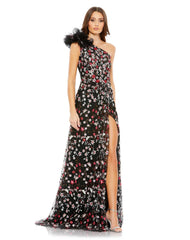 Long One Shoulder Floral Dress One Shoulder Detail Mac Duggal 20331