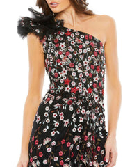 Long One Shoulder Floral Dress One Shoulder Detail Mac Duggal 20331
