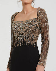 Long Sleeve Beaded Dress Formal Prom Mac Duggal 2256