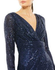 Sequins Long Sleeve Dress Cocktail Midi Mac Duggal A26555