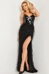Jovani 37435 One Shoulder Beaded Prom Dress