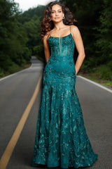 Jovani 38004 Long Fitted Sequins Formal Corset Prom Dress