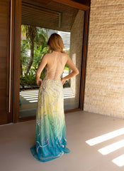 Primavera Couture 4146 Long Fitted Ombre Formal Prom Sequin Dress