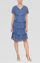 SL Fashions 9171507 Short Polka Dot Tiered Dress