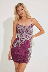 Primavera Couture 4233 Homecoming Short Sequin Slit Dress