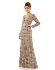 Formal Long Sleeve Evening Sequins Dress by Mac Duggal 5021