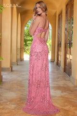 Scala 61306 Long Prom Beaded Slit Formal Dress