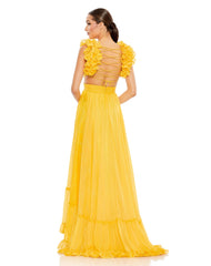 Long Formal Pleated Chiffon Gown Pleated Detail Mac Duggal 68094