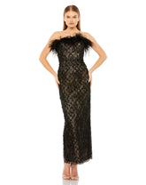 Beaded Strapless Tea Length Dress Beaded Detail & Strapless Mac Duggal 68140