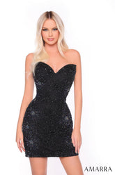 Amarra 88046 Short Homecoming Beaded Cocktail Dress