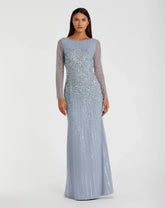 Sequin Long Sleeve A Line Dress Sequin A Line Long Sleeve Mac Duggal 9226