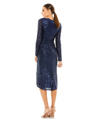 Sequins Long Sleeve Dress Cocktail Midi Mac Duggal A26555