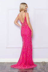 Nox Anabel D1355 Fitted Long High Slit Prom Dress