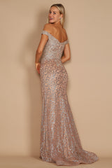 Off Shoulder Formal Mermaid Fitted Evening Dress