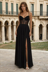 Long Chiffon Sweetheart Neckline Corset Formal Prom Dress