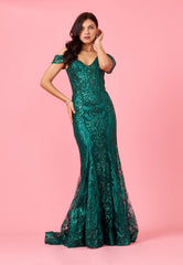 Off Shoulder Sequin Corset Formal Prom Dress