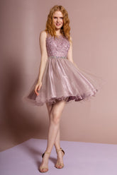 Lace Illusion Top A Line Short Graduation Dress Cocktail