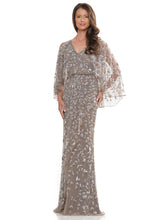 Marsoni MV1282 Mother of the Bride Beaded Mesh Cape Sleeve Dress
