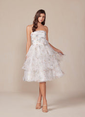 Nox Anabel Q842 Short Floral Print A Line Cocktail Dress
