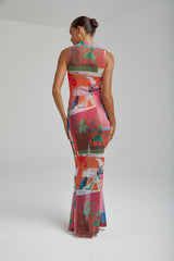 MESH MAXI DRESS - ROYAL MONTAGE