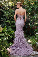 Andrea & Leo A1116 Feather Mermaid Prom Dress