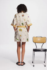 CHECKERS EMBROIDERED MINI DRESS