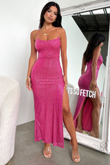 Alina Sequin Maxi Dress - Hot Pink