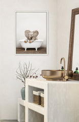 Sylvie Baby Elephant No 6 in Rustic Bath Framed Canvas by Amy Peterson Art Studio