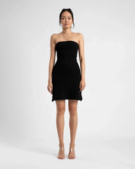 STRAPLESS MINI A LINE DRESS - BLACK