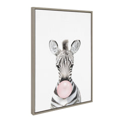 Sylvie Bubble Gum Zebra Framed Canvas by Amy Peterson Art Studio