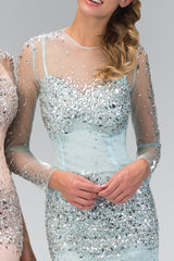 Short Fitted Long Sleeve Cocktail Dress