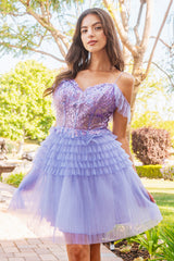 Pleated Short Cocktail Glitter Homecoming Dress
