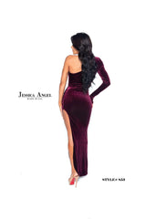 Jessica Angel Long One Shoulder Velvet Dress 853