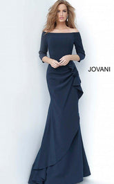 Off Shoulder Ruched Long Gown by Jovani 00446