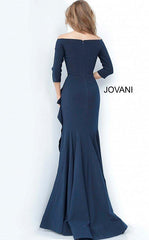 Off Shoulder Ruched Long Gown by Jovani 00446