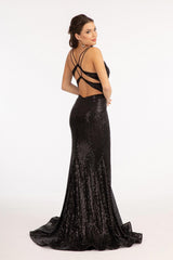Long Sequined Mermaid Prom Dress