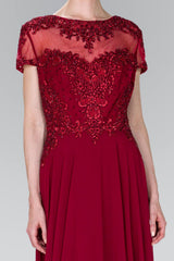 Long Short Sleeve Evening Formal Dress