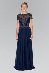 Long Short Sleeve Evening Formal Dress