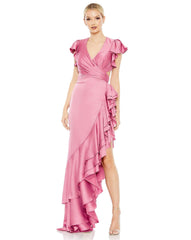 Cap Sleeve High Low Dress Cap Sleeves Mac Duggal 49529
