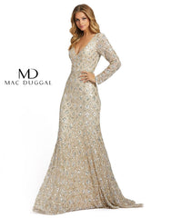 Formal Long Sleeve Evening Sequins Dress by Mac Duggal 5021