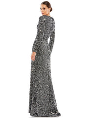Long Sleeve Sequins Formal Dress Sequins Detail Mac Duggal 26445