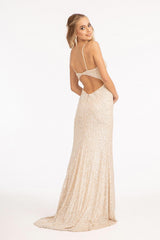 Prom Long Spaghetti Strap Sequins Formal Dress