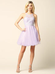 Sleeveless Short Halter Graduation Dress