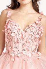 Short Cocktail Glitter Mesh Floral Homecoming Dress