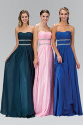 Strapless Long Prom Chiffon Dress Formal