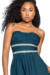 Strapless Long Prom Chiffon Dress Formal