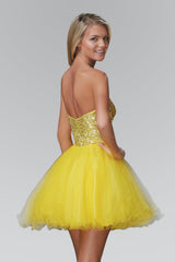 Strapless Tulle Short Prom Dress