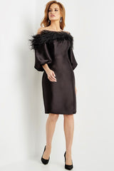 Jovani 08211 Short Feather Cocktail Knee Length Dress